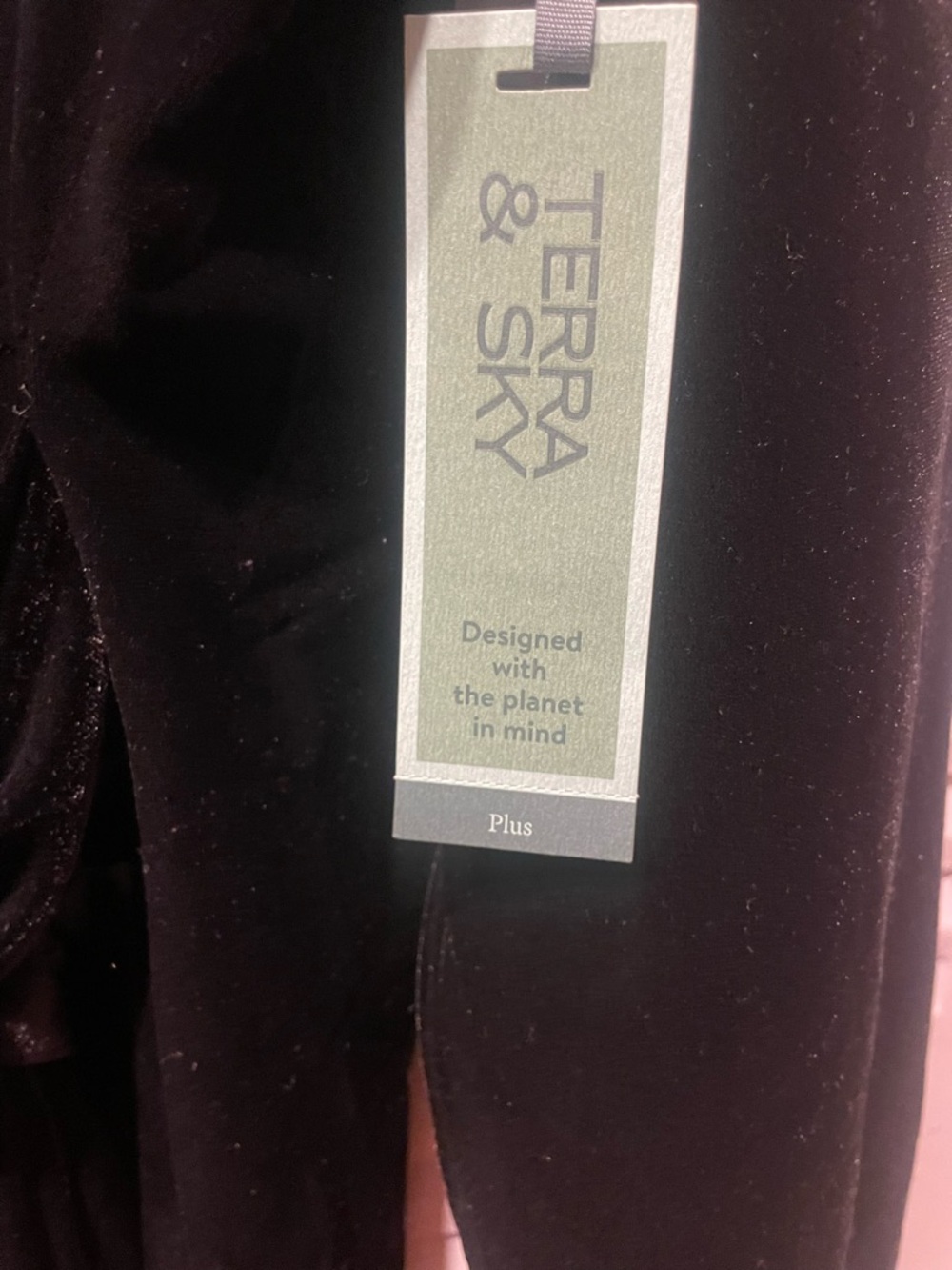 Terra & Sky Black Velvet Tie-Waist Dress